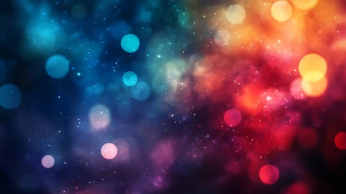 Multicolored bokeh pattern with blurred circular light shapes.