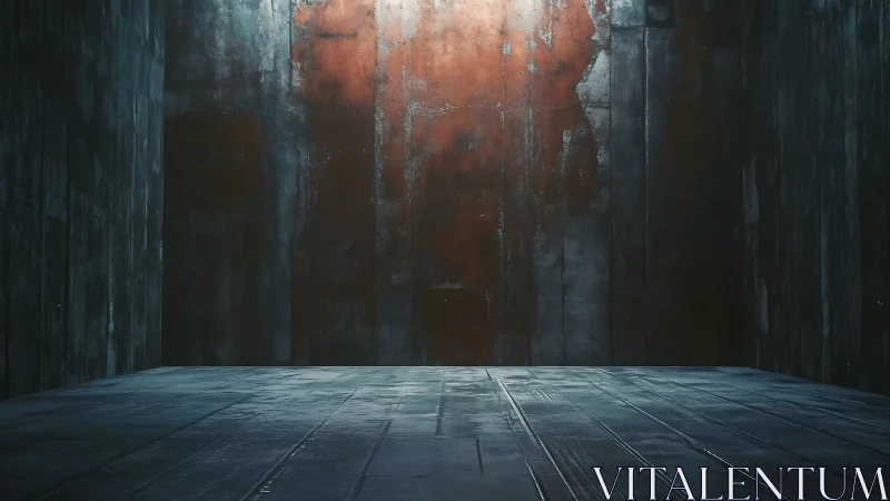 Rust stained industrial room glowing with quiet drama.