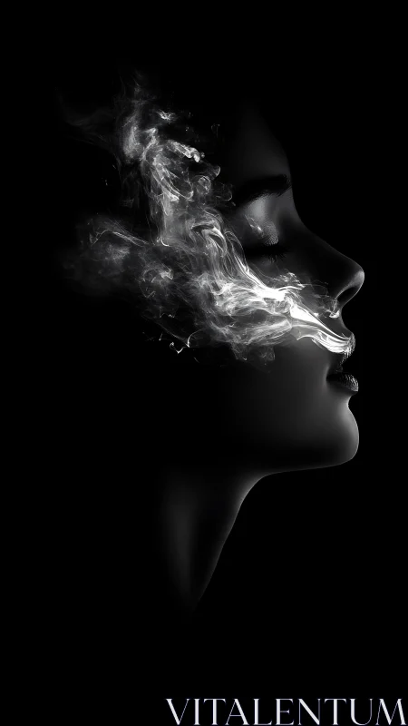 Whispered smoke tracing the midnight curve of a calm face.