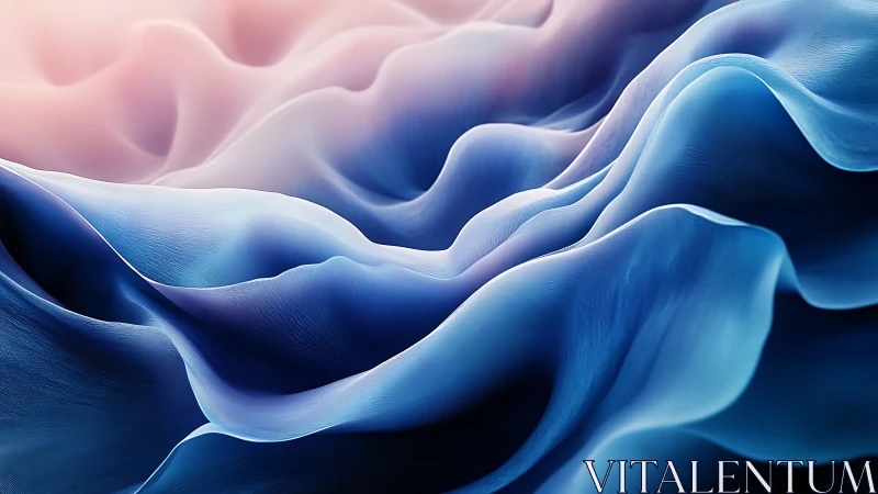 Undulating blue silk waves under soft ethereal light.