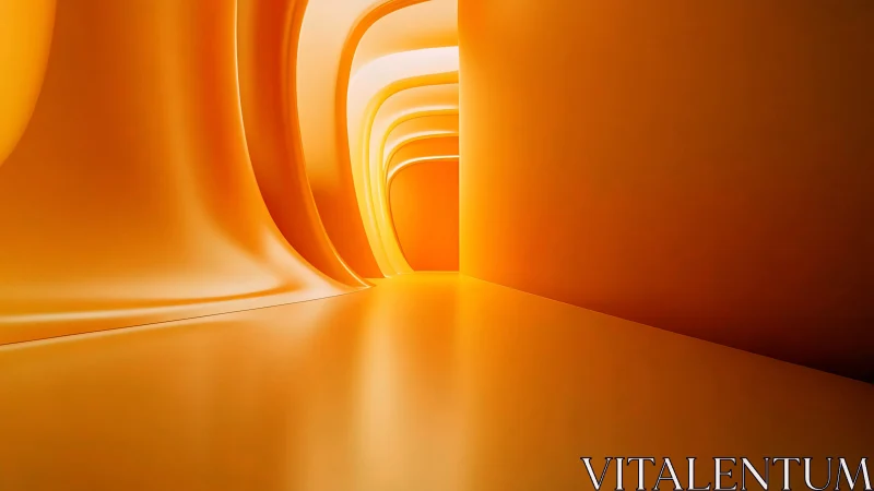 Curved orange tunnel interior with smooth glowing walls.