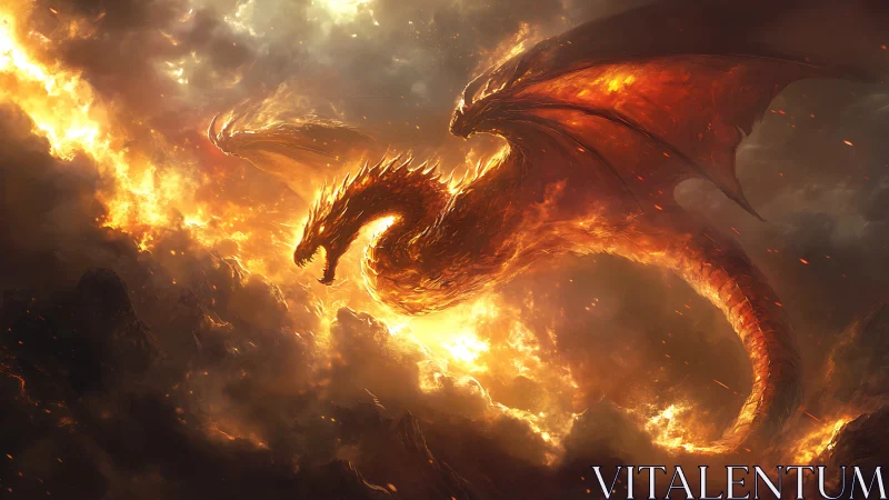 Volcanic sky dragon in incandescent pyroclastic updraft