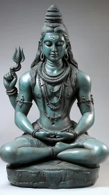 Serene Shiva sculpture in quiet meditation and gentle focus.