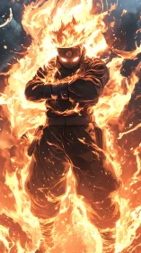 Pyroclastic shinobi in full-body combustion envelope field.
