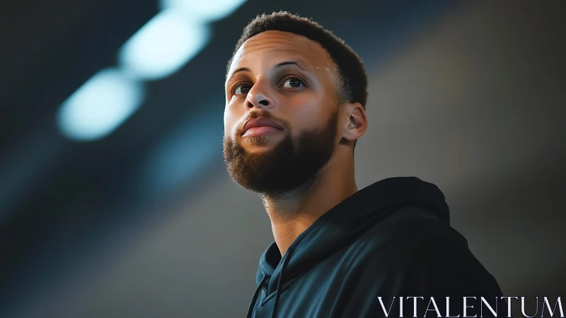 Low angle portrait isolates athlete in cinematic cool lighting
