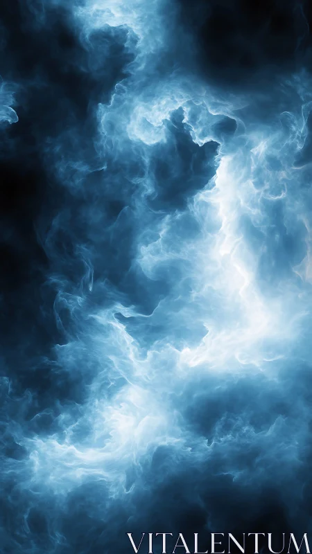 Mystic blue nebula clouds swirling in a gentle cosmic dance.