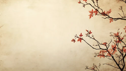 Whispering maple branches on parchment-tinted silence.