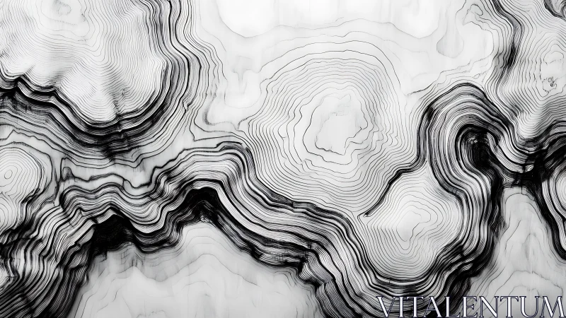 Flowing contour lines create a calm, abstract monochrome landscape