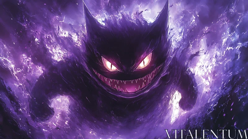 Violet ghost creature emerging from swirling spectral storm.