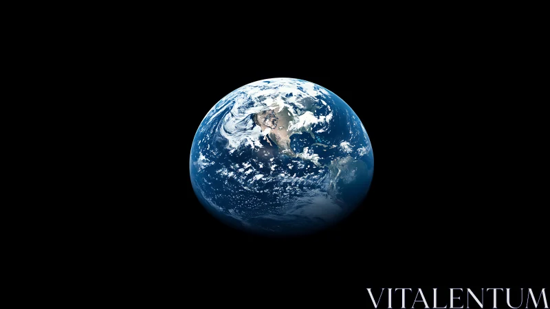 Planet Earth floats isolated against deep black space