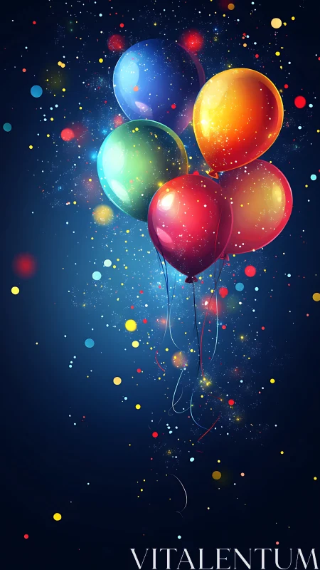 Luminous Balloons Float Through Starlit Cosmic Splendor