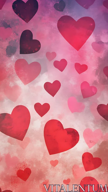 Romantic Hearts Float Through Soft Pink Gradient.