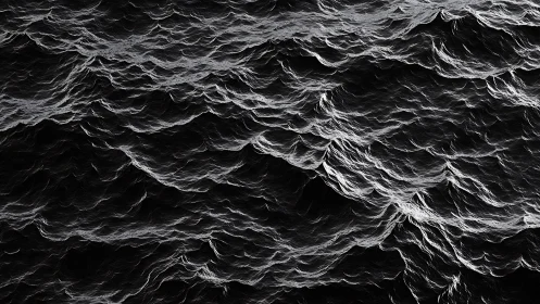 Monochrome digital seascape abstracts turbulent surface detail