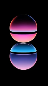 Chromatic twin orbs split by luminous horizons in void.