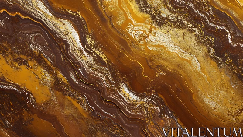 Abstract gold and brown marble swirl pattern with metallic accents.