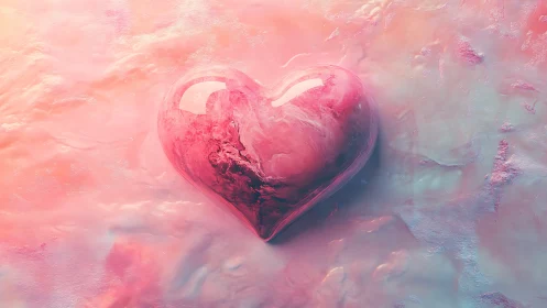 Heart-Shaped Form in Pink Abstract Atmosphere.