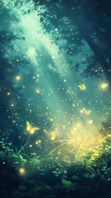 Enchanted Forest Glow with Butterflies and Light.