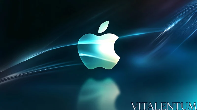 Glowing Apple Logo Shines Brilliantly Against Dynamic Blue Light