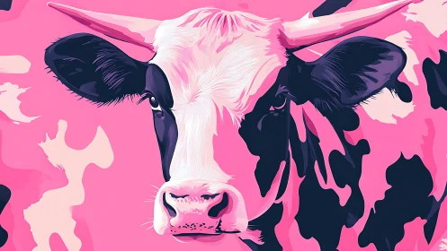 Bold pop-art dairy portrait in neon pink palette.