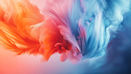 Bilateral chromatic fluid plumes in dynamic digital turbulence.