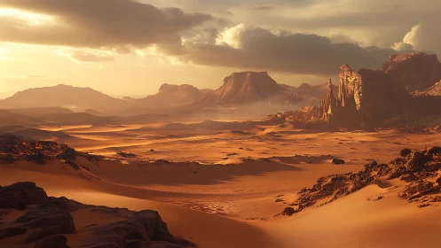 Sunlit dunes drift toward cathedral cliffs of fire.