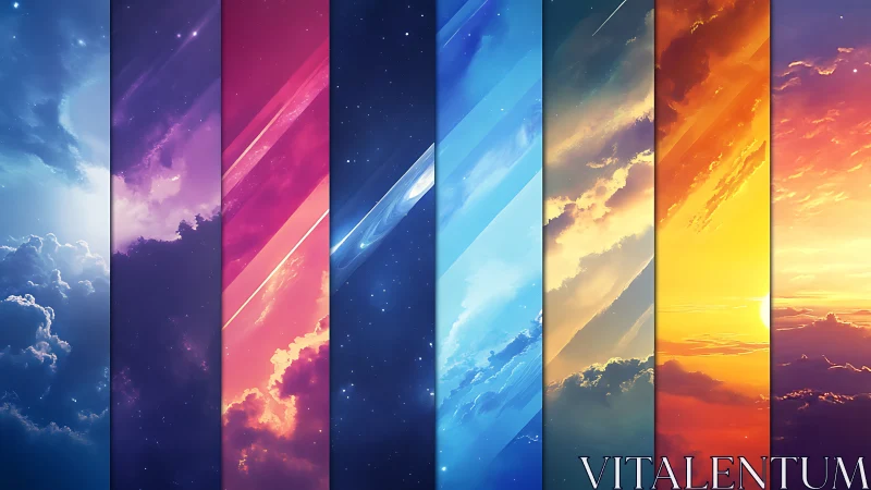 Skyline daydreams in shifting bands of color and light.