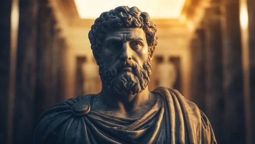 Classical marble bust rendered with dramatic warm chiaroscuro