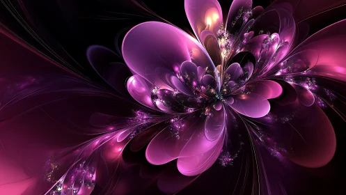 Fractal floral structure in pink and violet digital abstraction.