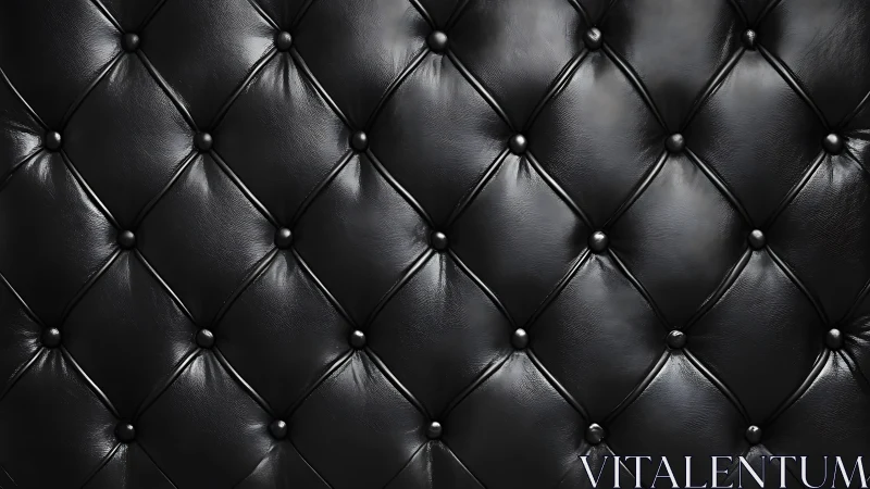 Black tufted leather upholstery surface in close focus.