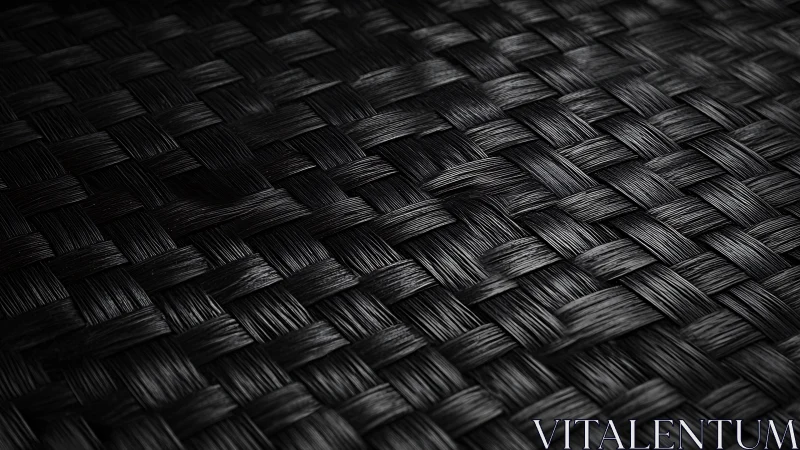 Interlaced black synthetic fibers form tightly woven basket texture