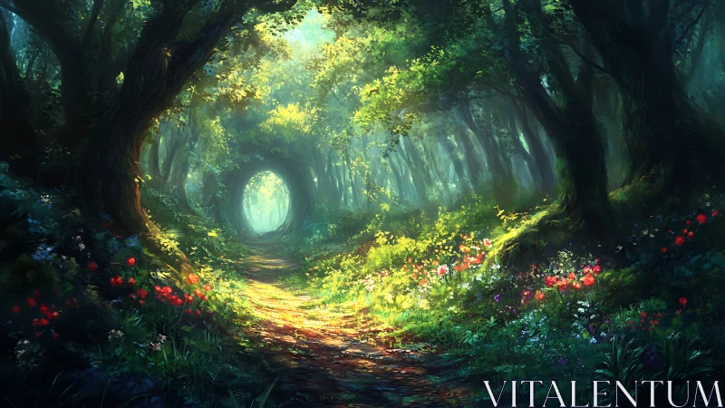 Enchanted Forest Path Glows With Golden Light and Wonder