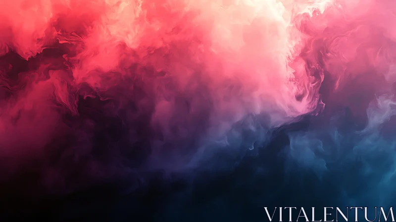 Vibrant red and blue abstract smoke cloud gradient art.