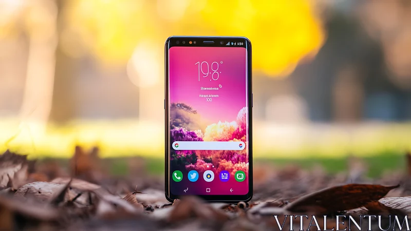 Modern Android Smartphone Positioned Centrally with Vibrant Display