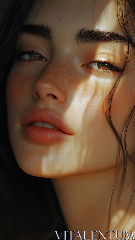 Soft morning light tracing a serene, freckled portrait.