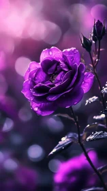 Purple Rose with Bokeh Background in Soft Light