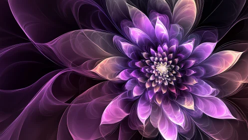 Fractal radial flower structure renders layered translucent petals