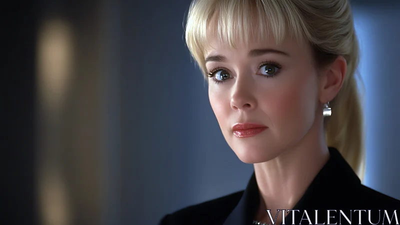 Soft-lit corporate portrait of blonde woman in profile.