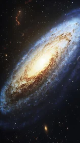 Spiral galaxy viewed edge-on with bright central bulge