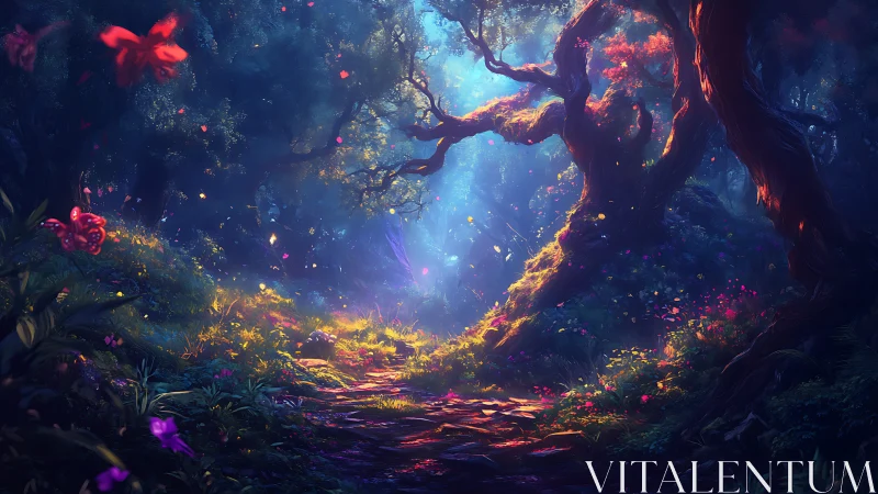 Enchanted Forest Glow: Bioluminescent Cavern Sanctuary.