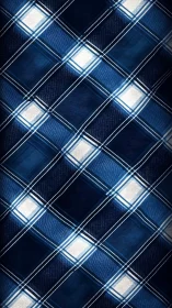 Diagonal blue tartan grid with luminous plaid intersections