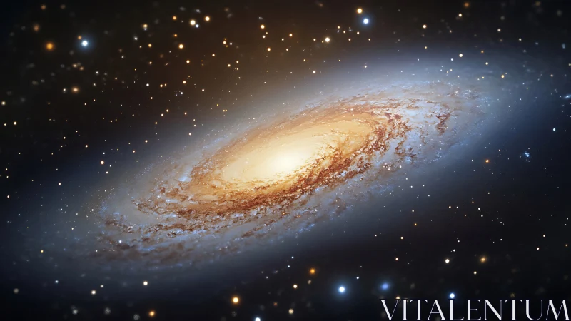 Spiral galaxy core glowing in dense starfield panorama.