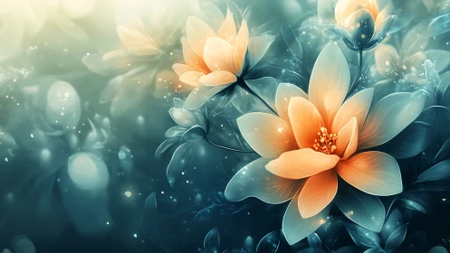 Ethereal Lotus Blooms Glowing in Twilight.