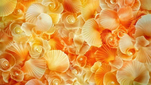 Golden abstract petal swirls form dense layered floral field