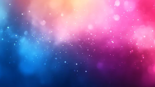 Vibrant bokeh light burst with blue and pink gradient background.