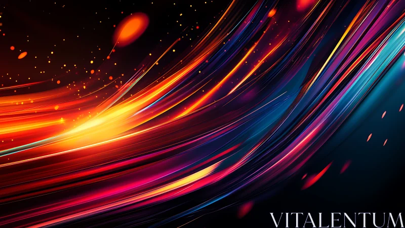 Solar neon rivers race across a midnight digital sky.