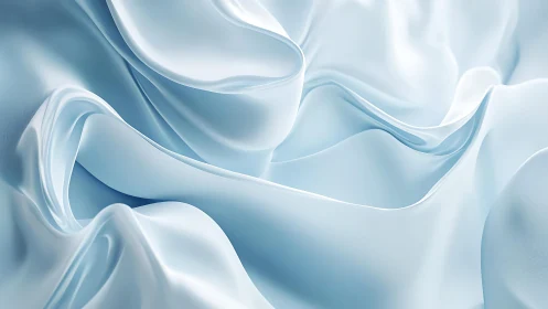 Soft Light Blue Silk Fabric with Gentle Folds, Abstract Style.