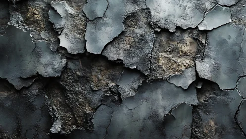 Cracked concrete wall reveals layered decay and rough texture