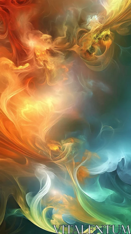 Multicolor volumetric nebula wisps in dynamic swirling motion