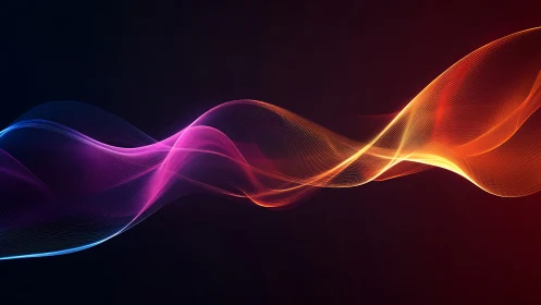 Digital painting of luminous gradient waveforms in motion.