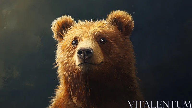 Golden-furred bear portrait under soft studio light.
